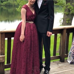 Wine red prom dress
